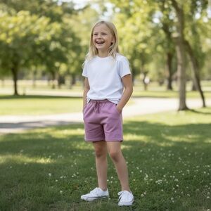 NWT THE SUNDAY COLLECTIVE Natural Dye Everyday Shorts Shellac 10/11Y